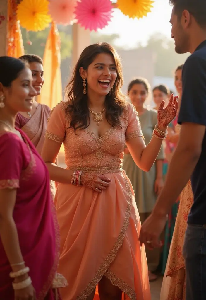 28 Haldi Outfit Ideas That Feel Effortless - 23. Charming Asymmetrical Dress