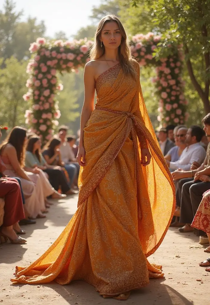 28 Haldi Outfit Ideas That Feel Effortless - 5. Upcycled Sari Gown