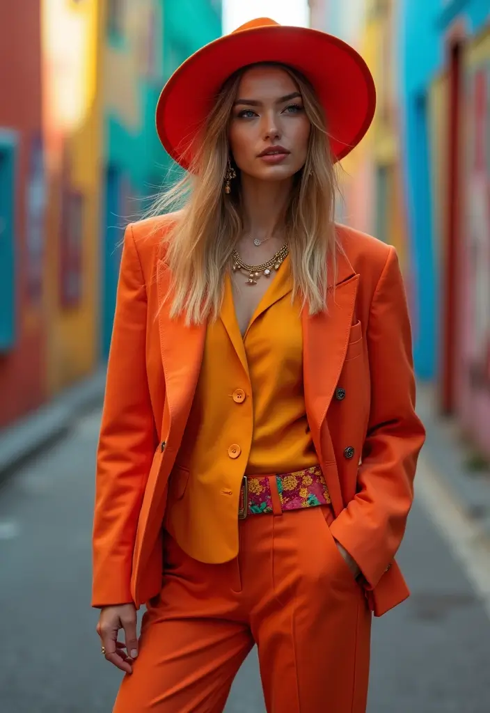 28 Kangol Hats Women Outfit Styling Tips To Wear With Confidence - 13. Go Bold with Colors