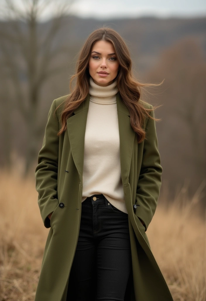 28 Long Coat Outfit Classy Styling Tips To Wear With Confidence - 1. Embrace Earthy Tones
