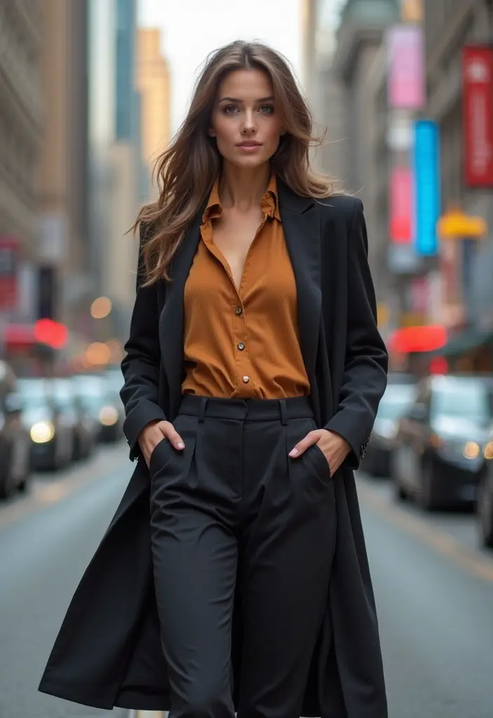 28 Long Coat Outfit Classy Styling Tips To Wear With Confidence - 12. Mix Casual and Formal Elements