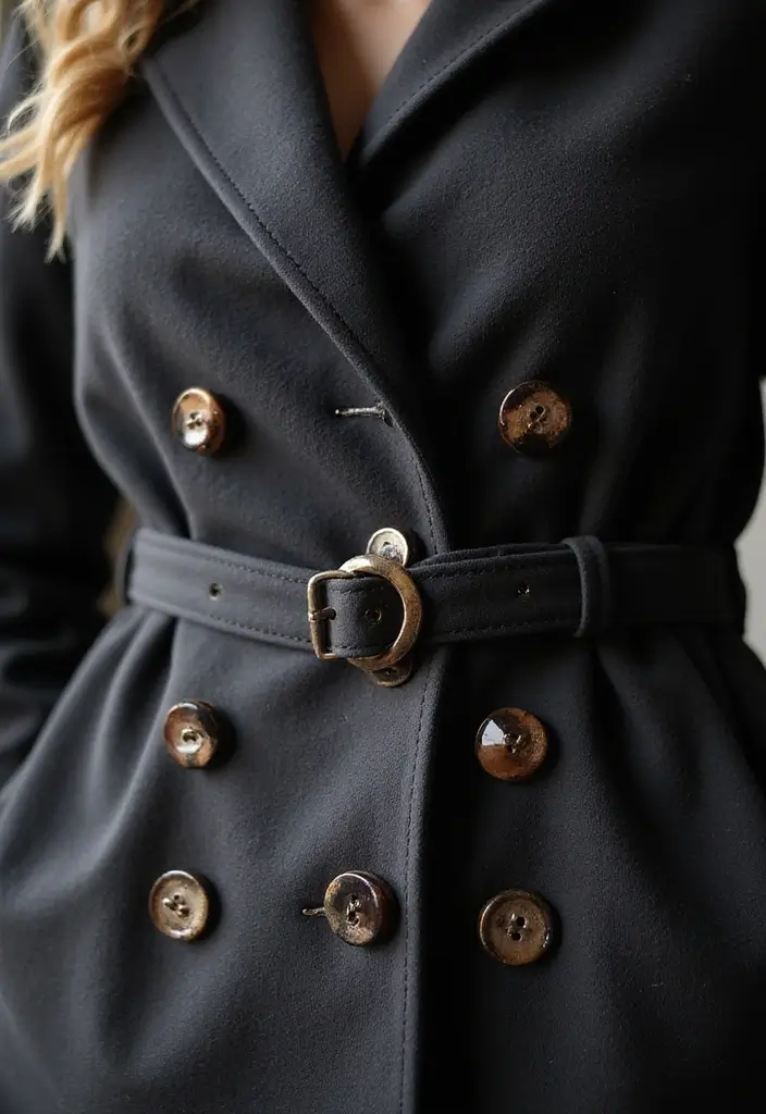 28 Long Coat Outfit Classy Styling Tips To Wear With Confidence - 16. Choose Unique Buttons and Closures