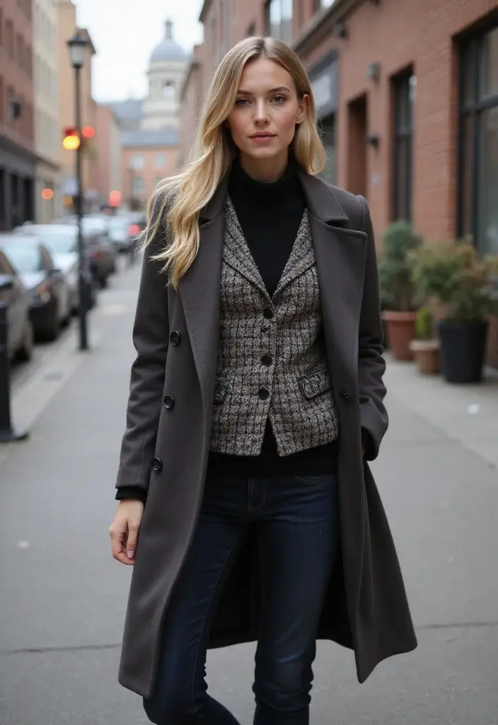 28 Long Coat Outfit Classy Styling Tips To Wear With Confidence - 22. Utilize Layering Pieces Wisely