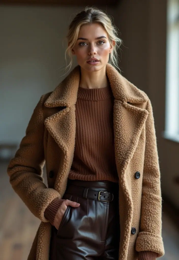 28 Long Coat Outfit Classy Styling Tips To Wear With Confidence - 25. Experiment with Textures