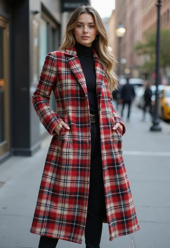 28 Long Coat Outfit Classy Styling Tips To Wear With Confidence - 6. Play with Patterns