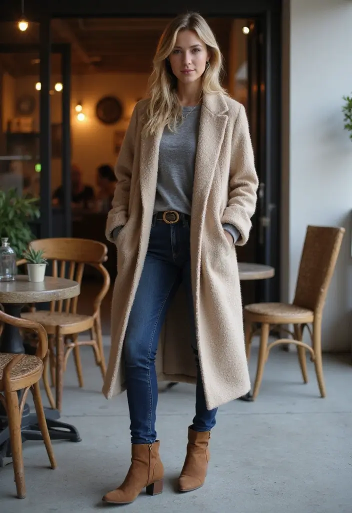 28 Long Coat Outfit Classy Styling Tips To Wear With Confidence - 8. Style with Casual Footwear
