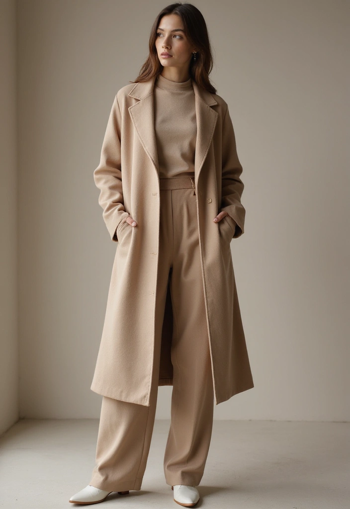 28 Long Coat Outfit Classy Styling Tips To Wear With Confidence - 9. Explore Monochromatic Looks