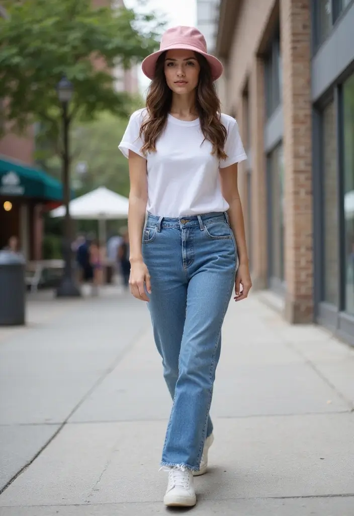 28 Must-Try Pink Hat Outfit Combos This Season - 2. Casual Street Style with Denim