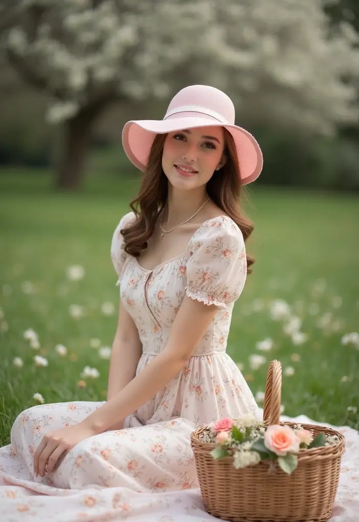 28 Must-Try Pink Hat Outfit Combos This Season - 5. Vintage Inspiration with a Tea Dress