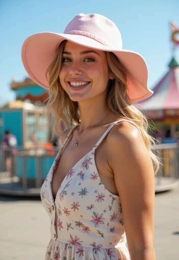 28 Must-Try Pink Hat Outfit Combos This Season - 9. Fun and Flirty with a Skater Dress