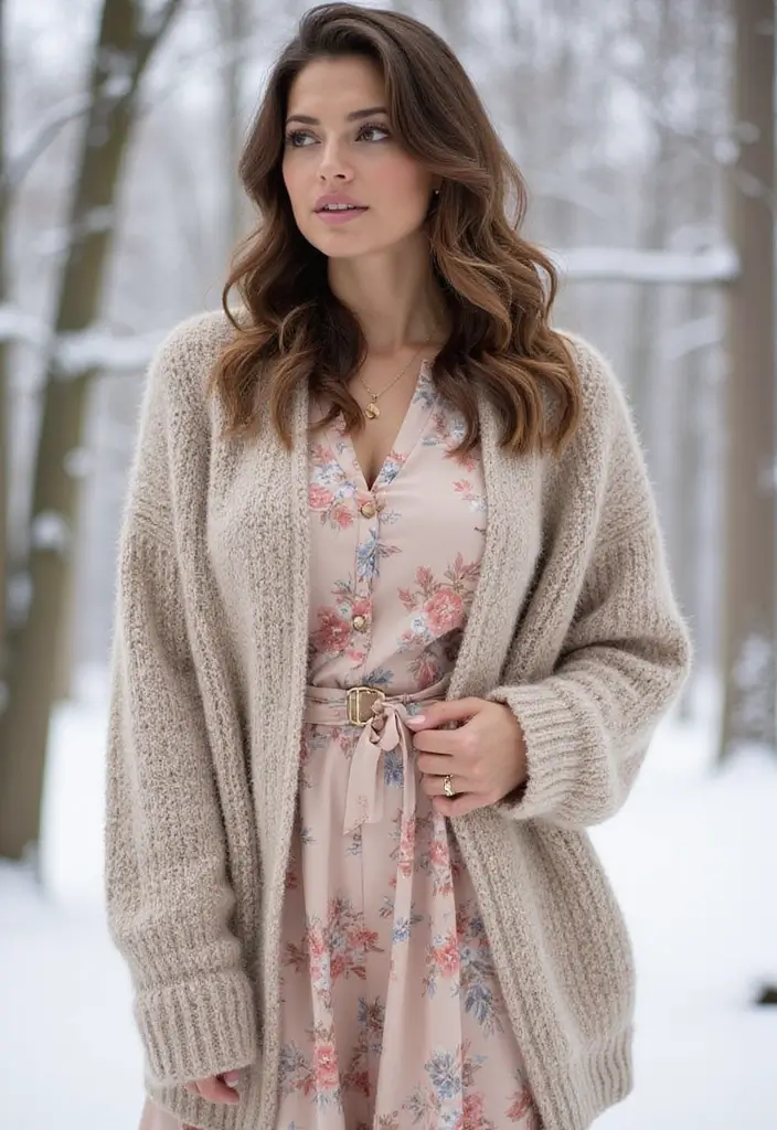 28 Outfit Cold Weather That Flatter Every Figure - 8. Midi Dress with Sweater