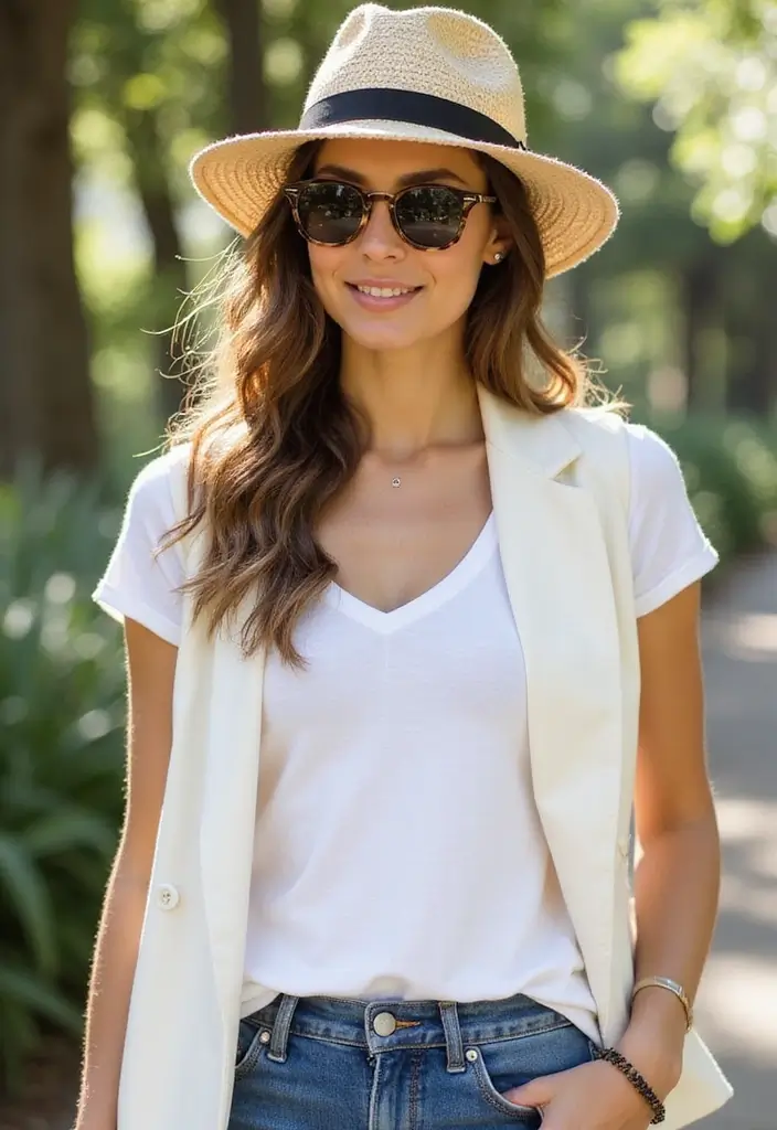 28 Stylish White Vest Outfits for Every Occasion - 1. Casual Chic with Denim