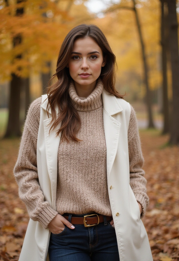 28 Stylish White Vest Outfits for Every Occasion - 12. Cozy Knits for Fall