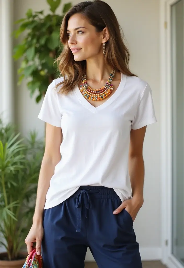 28 Trendy Outfit Pantalon Azul Marino Mujer To Refresh Your Closet - 1. Casual Chic with a White Tee