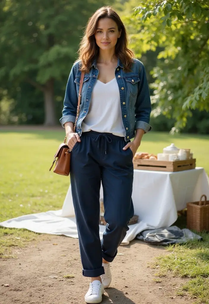 28 Trendy Outfit Pantalon Azul Marino Mujer To Refresh Your Closet - 3. Weekend Vibes with a Denim Jacket