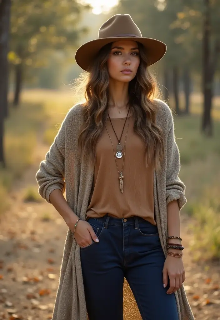 28 Trendy Outfit Pantalon Azul Marino Mujer To Refresh Your Closet - 4. Bohemian Flair with a Maxi Cardigan