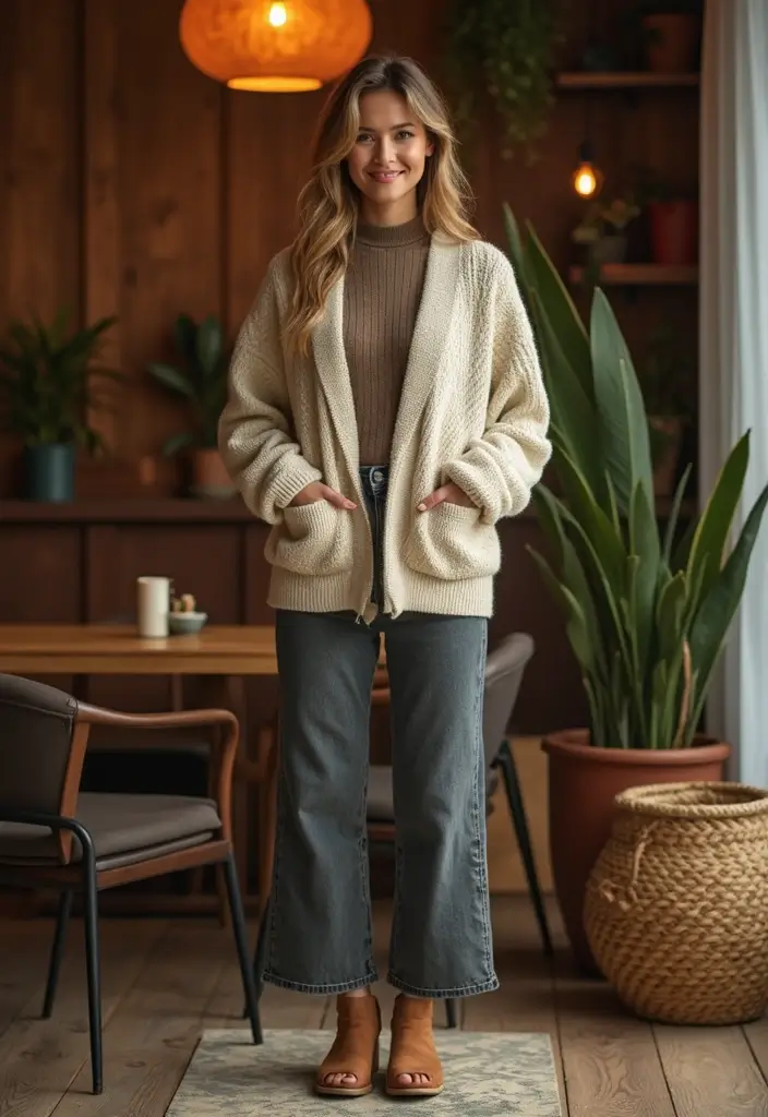 29 Chic First Date Outfit Ideas To Copy Right Now - 27. Cozy Cardigans and Timeless Pieces