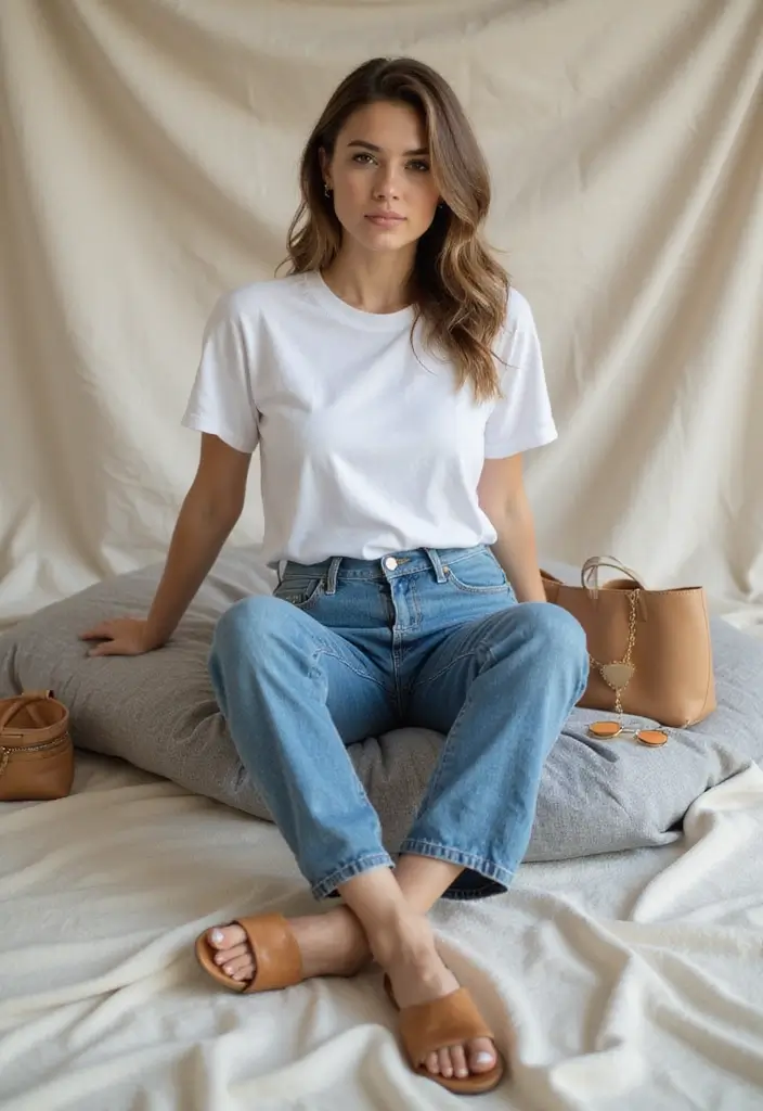 29 Chic First Date Outfit Ideas To Copy Right Now - 3. Chic Denim and White Tee Combo