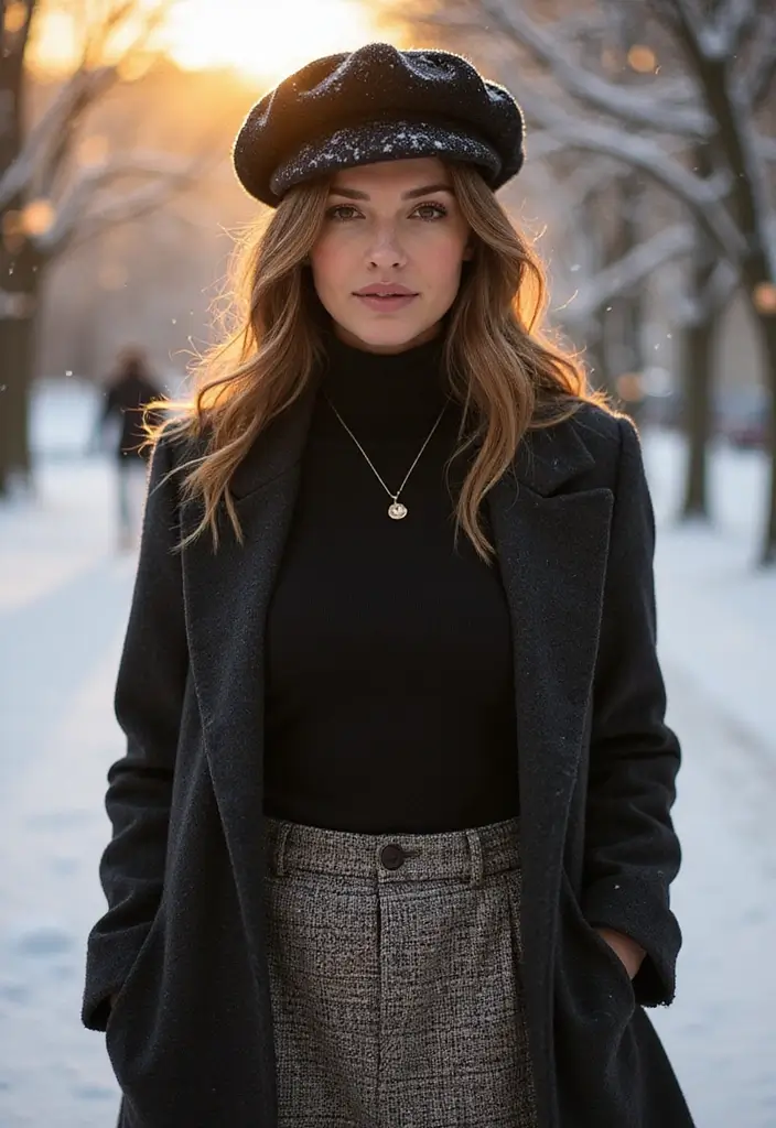 29 Fresh Winter Cowgirl Outfit Ideas You Need To Try - 15. Stylish Beret with Winter Layers