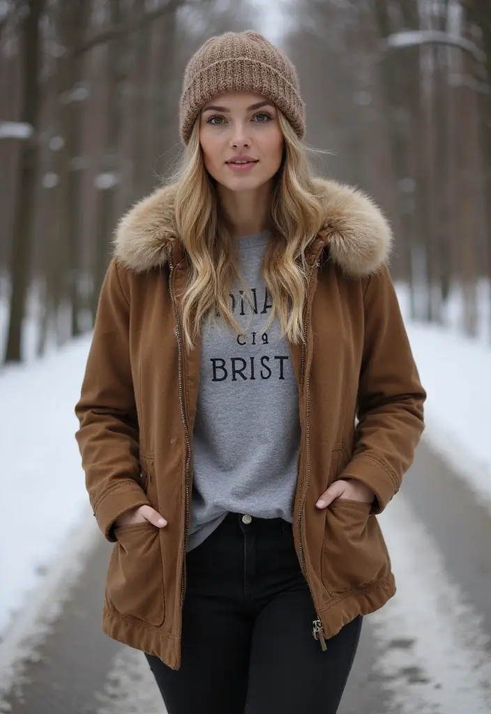 29 Fresh Winter Cowgirl Outfit Ideas You Need To Try - 18. Warm Beanie with a Chic Jacket