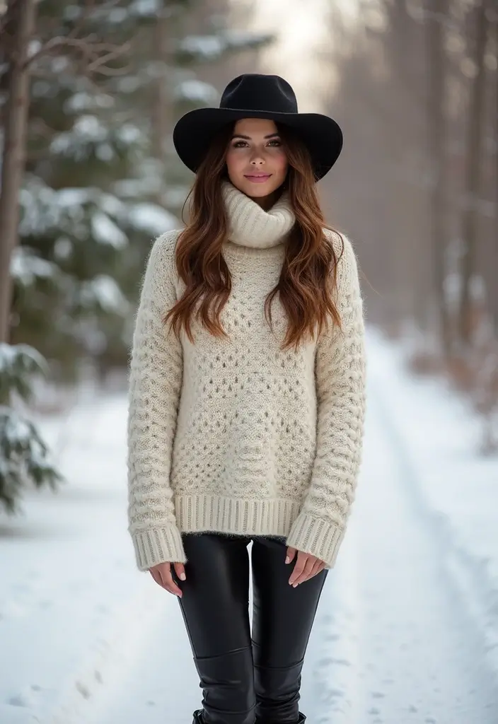 29 Fresh Winter Cowgirl Outfit Ideas You Need To Try - 2. Chunky Knit Sweater and Leggings