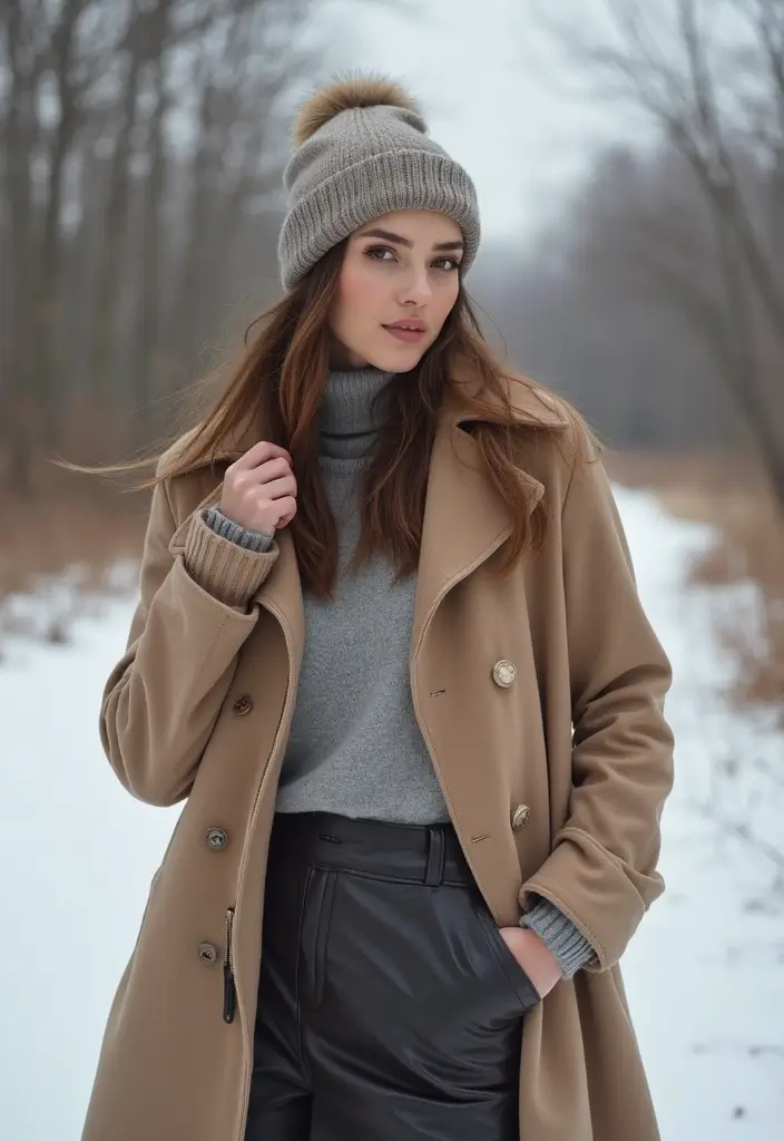29 Fresh Winter Cowgirl Outfit Ideas You Need To Try - 25. Slouchy Beanie with a Long Coat