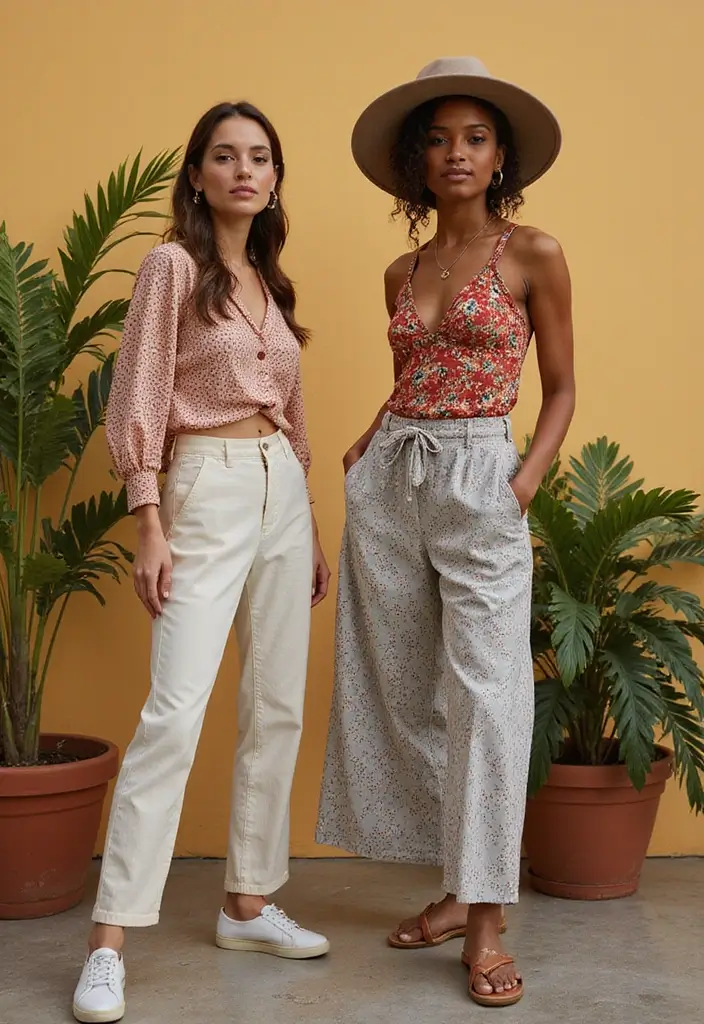 29 Linen Pants Outfit Styling Tips To Wear With Confidence - 16. Bottoms-Up: Mixing Patterns