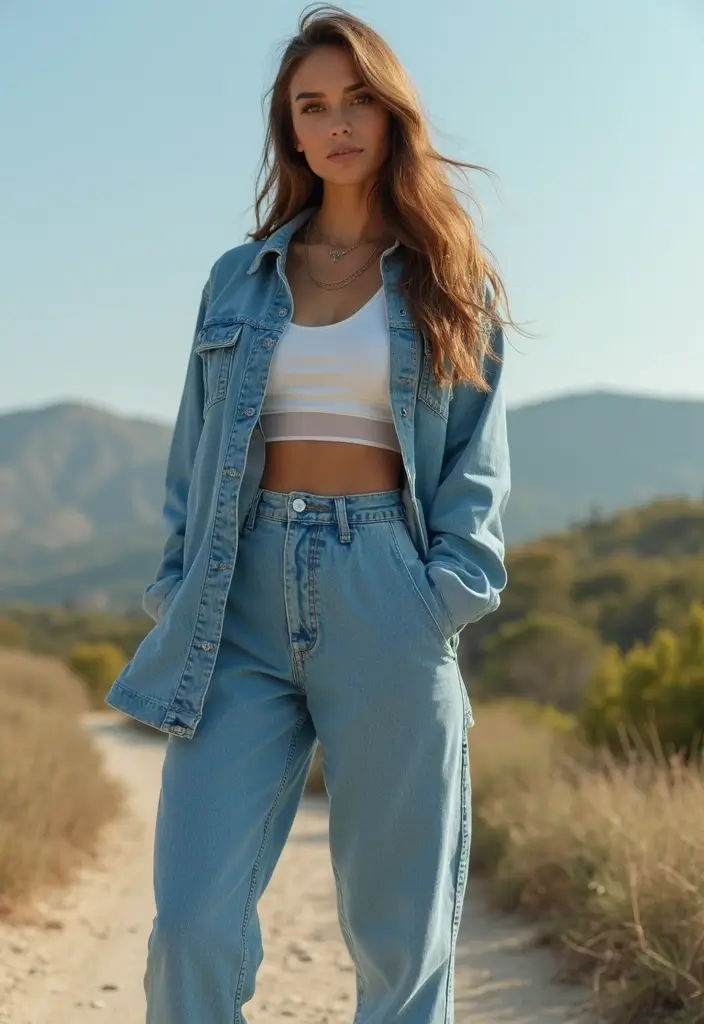 29 Running Aesthetic Outfit Looks That Will Upgrade Your Wardrobe - 28. Denim-Inspired Athletic Wear