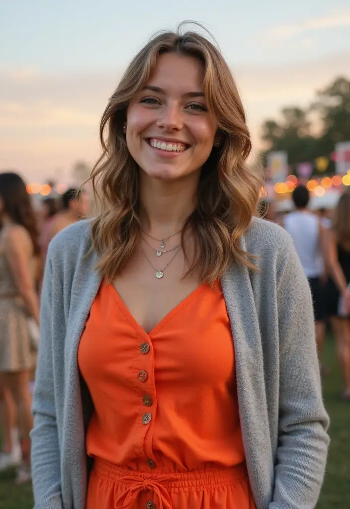 29 Trendy Grey Cardigan Outfit To Refresh Your Closet - 22. Fun Weekend with a Romper