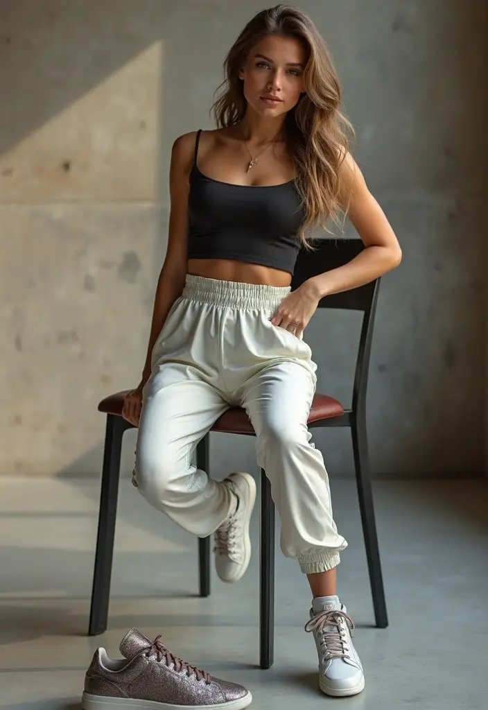 30 Movie Night Outfit Looks That Will Upgrade Your Wardrobe - 18. Chic Track Pants