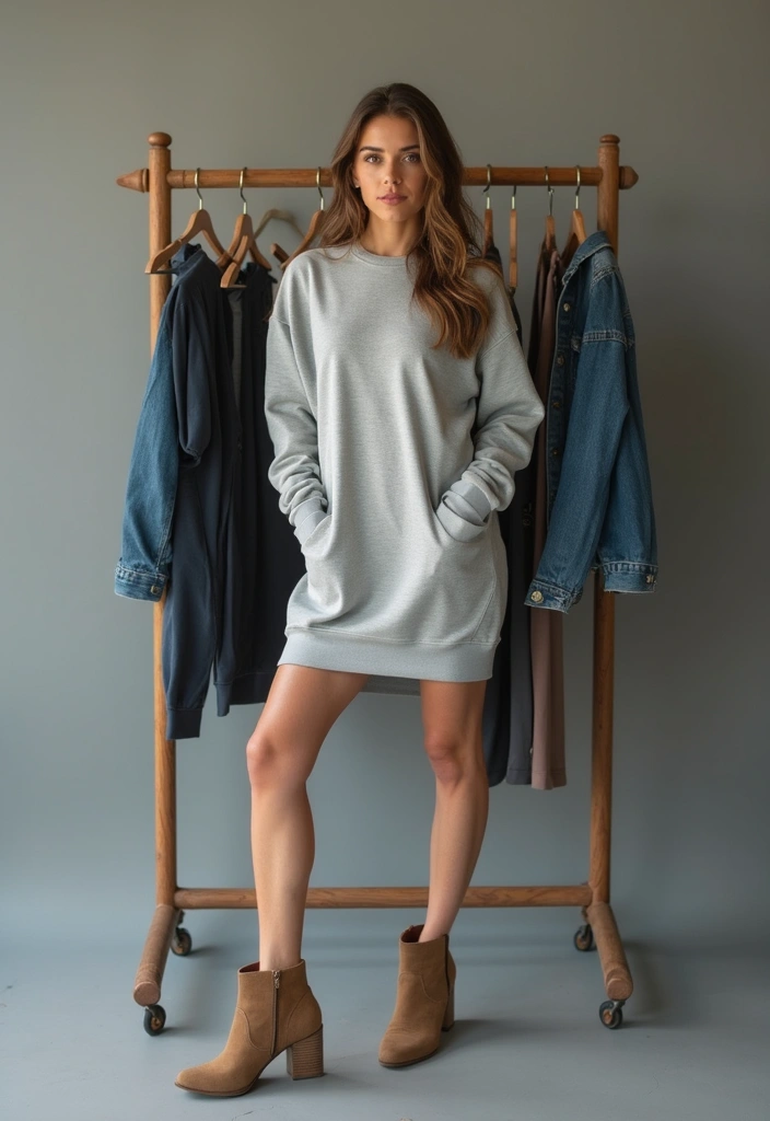 30 Movie Night Outfit Looks That Will Upgrade Your Wardrobe - 2. Comfy Sweatshirt Dress
