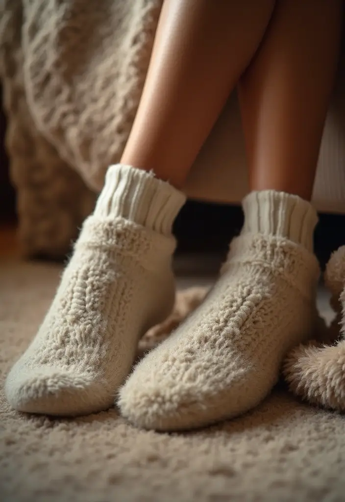 30 Movie Night Outfit Looks That Will Upgrade Your Wardrobe - 7. Fuzzy Socks and Slippers