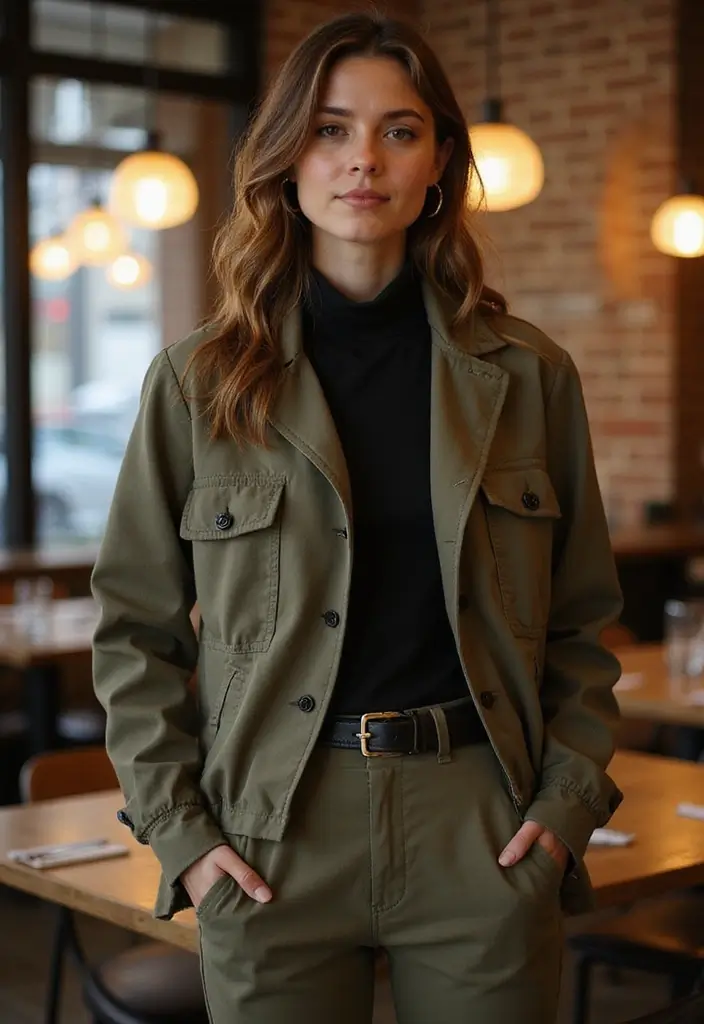 30 Must-Try Dinner Outfit Winter Combos This Season - 25. Stylish Combo with a Utility Jacket