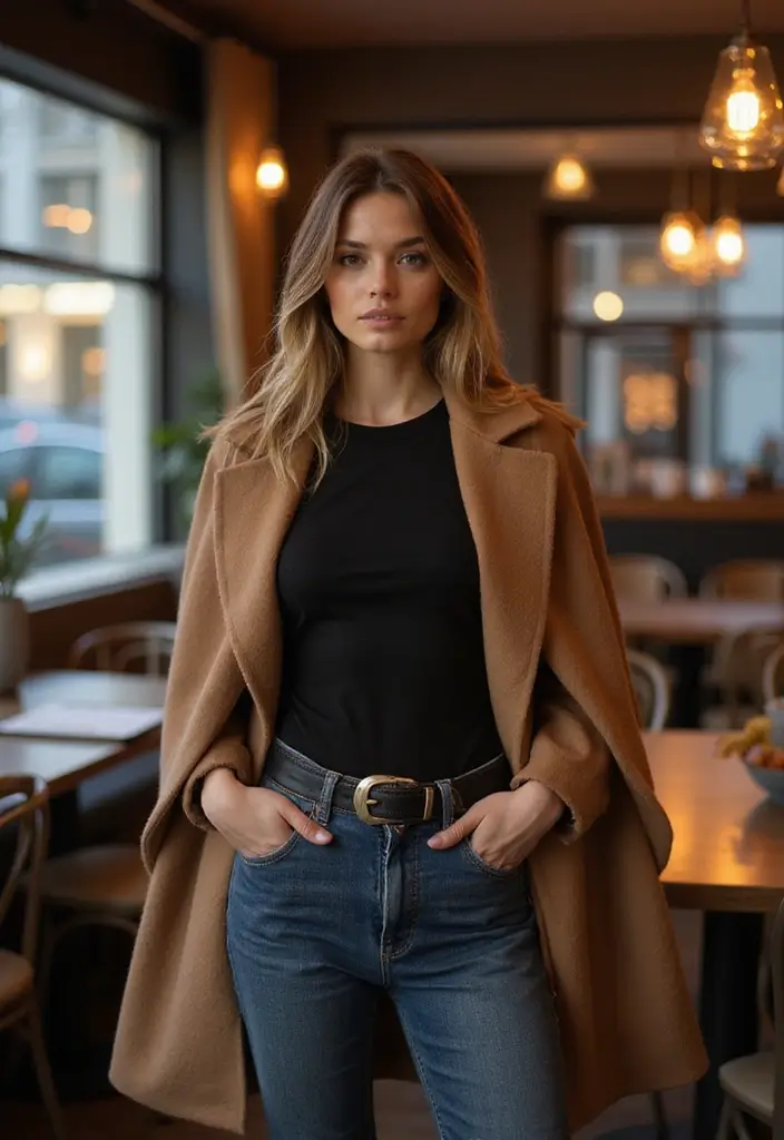 30 Must-Try Dinner Outfit Winter Combos This Season - 27. Modern Layers with a Cape Coat