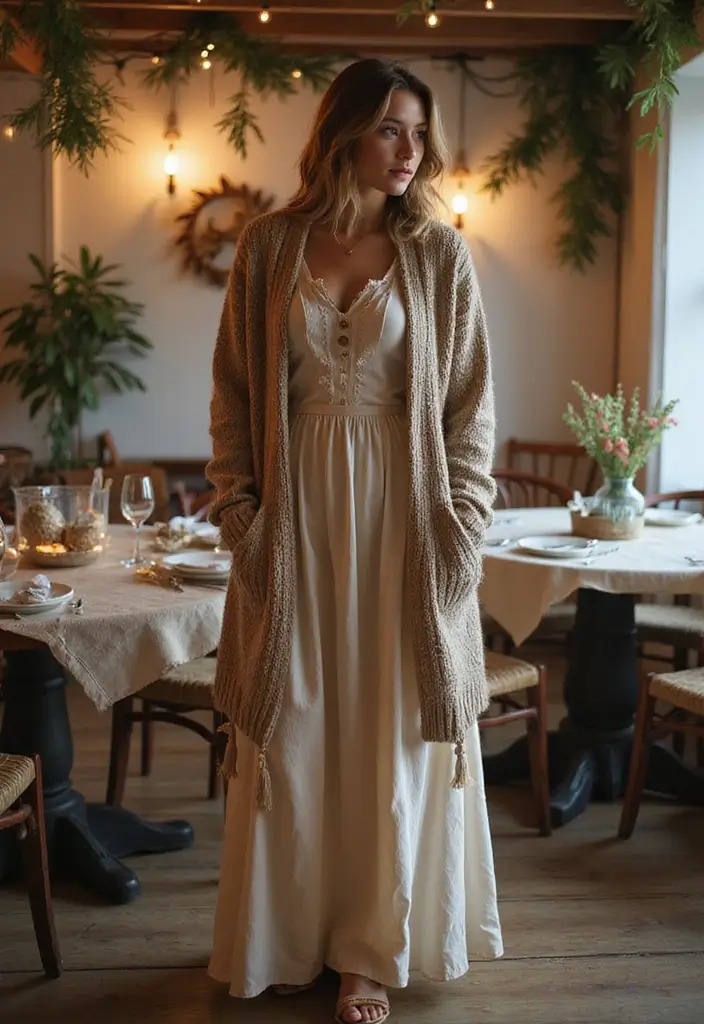 30 Must-Try Dinner Outfit Winter Combos This Season - 30. Bohemian Style with Sustainable Fabrics