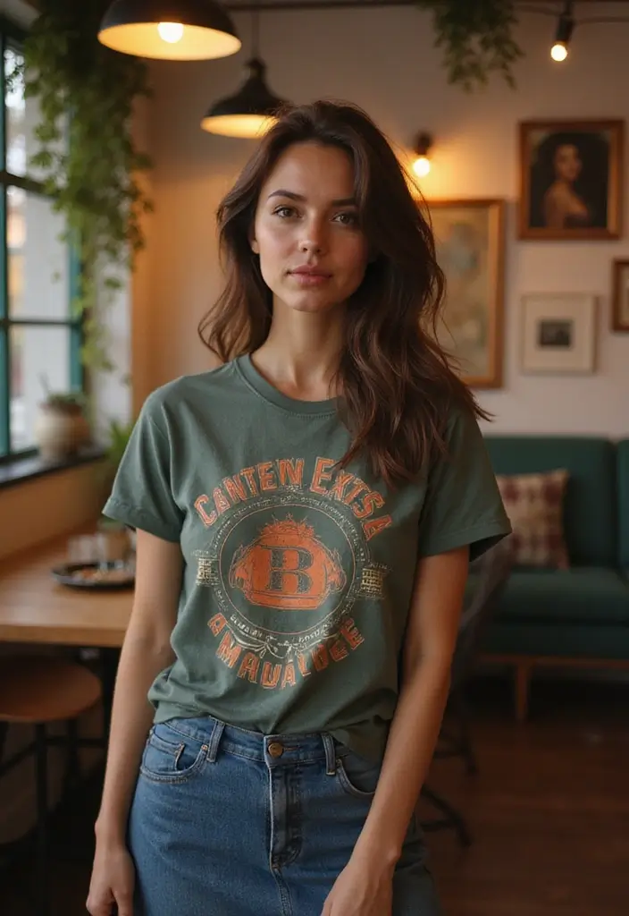 30 Stylish Casual Party Outfits for Every Occasion - 18. Vintage Graphic T-Shirt with a Midi Skirt