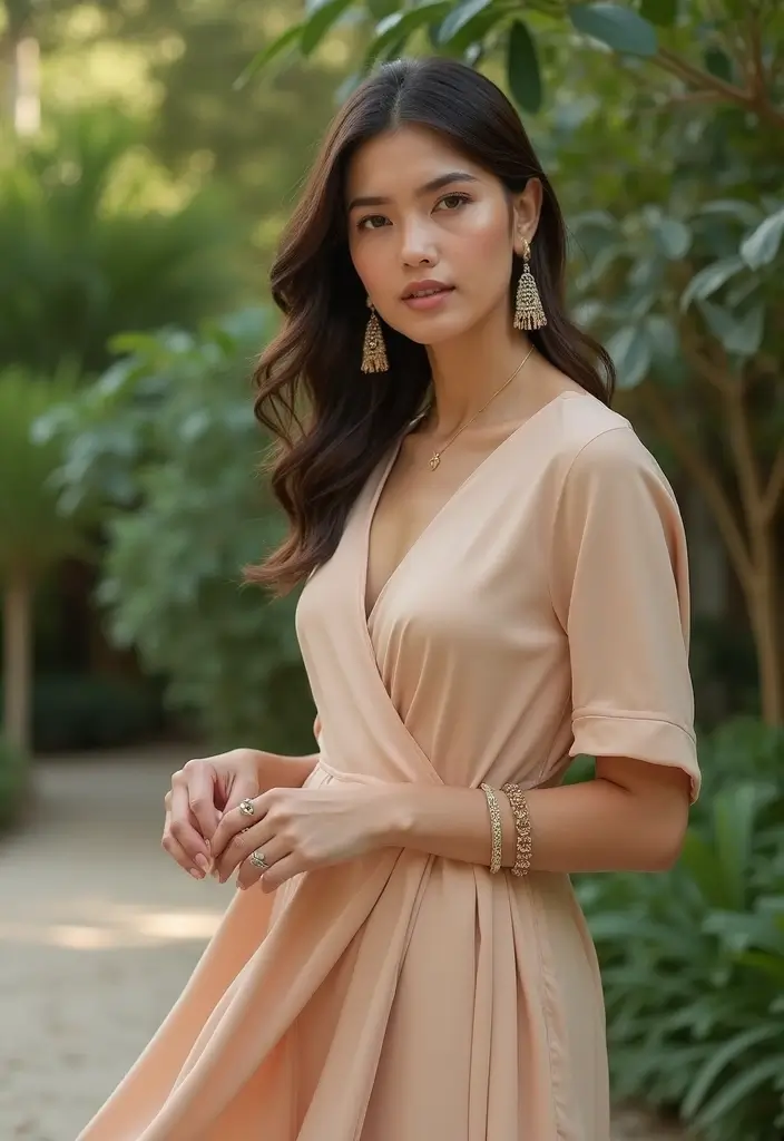 30 Stylish Casual Party Outfits for Every Occasion - 21. Sustainable Wrap Dress