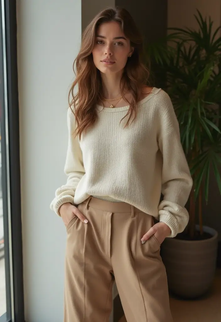 30 Stylish Casual Party Outfits for Every Occasion - 24. Tailored Culottes with a Knit Top