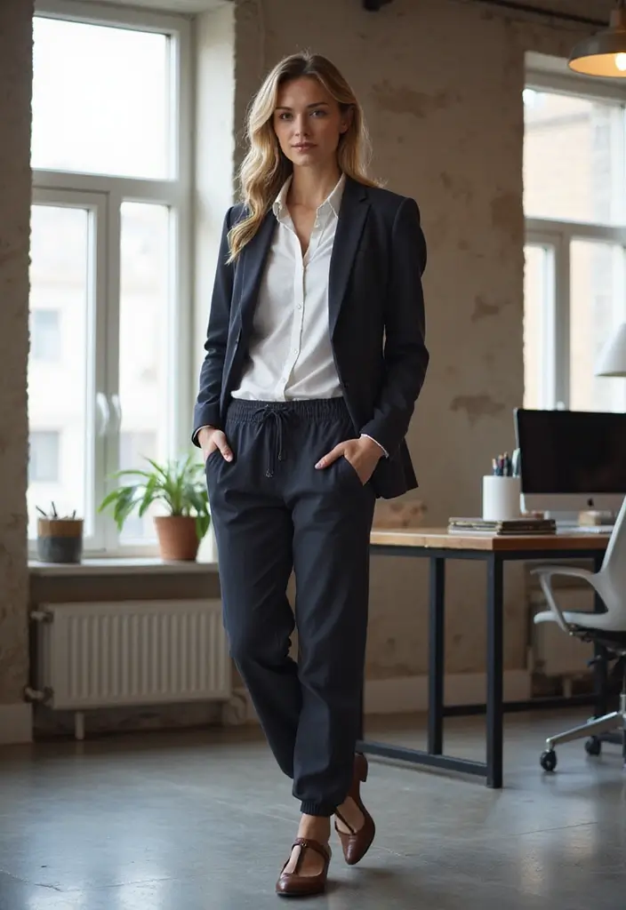 30 Stylish Iets Frans Joggers Outfit For Every Occasion - 2. Office Ready Chic