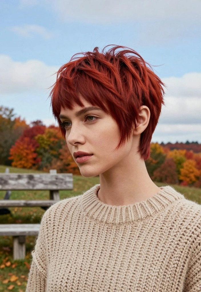 15 Fall Hair Ideas: Seasonal Refresh Looks - 3. Maple Red Pixie Cut 1