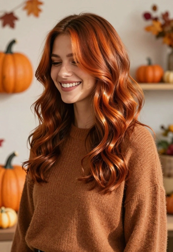 15 Fall Highlights for Brown Hair Ideas Subtle Glow - 8. Pumpkin Spice Mix 1
