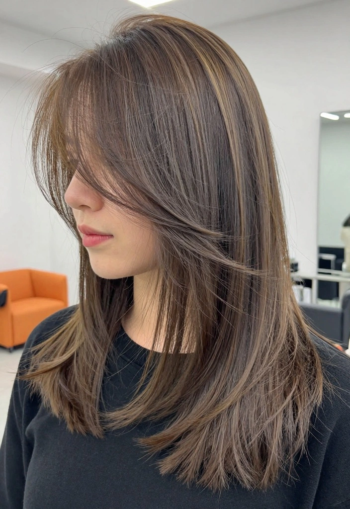 15 Haircuts for Medium Length Hair Layered Ideas Balanced Shape - 15. Layered Cut with Soft Highlights 1