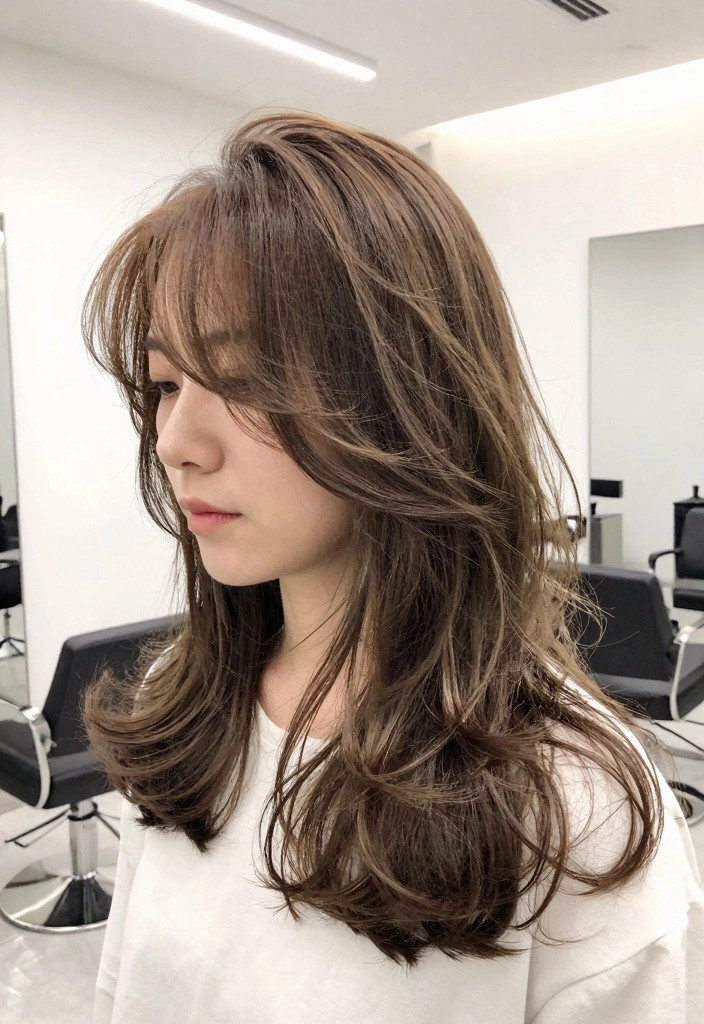 15 Haircuts for Medium Length Hair Layered Ideas Balanced Shape - 3. Textured Layers with Side Bangs 1