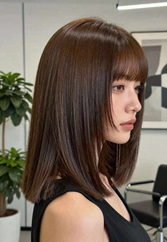 15 Layered Haircuts for Straight Hair: Sleek Flow Revolution - 2. Blunt Cut with Layered Ends 1