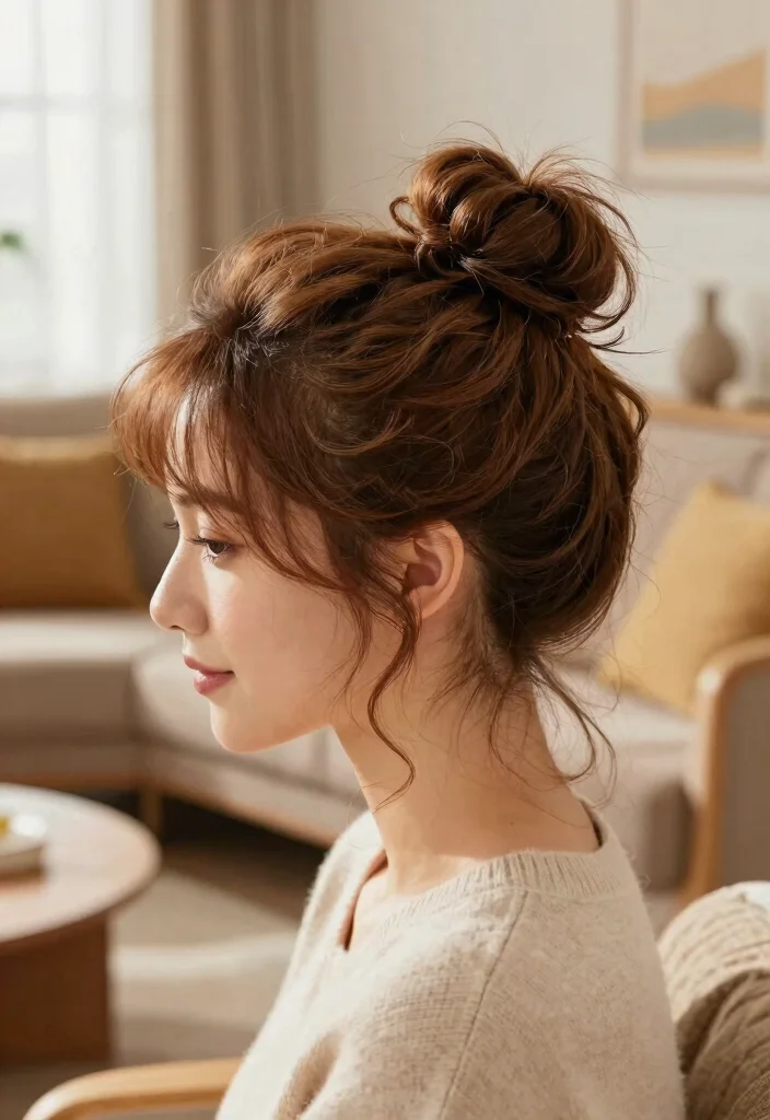 15 Light Chocolate Brown Hair Ideas Soft Rich Tone - 15. Messy Bun Delight 1
