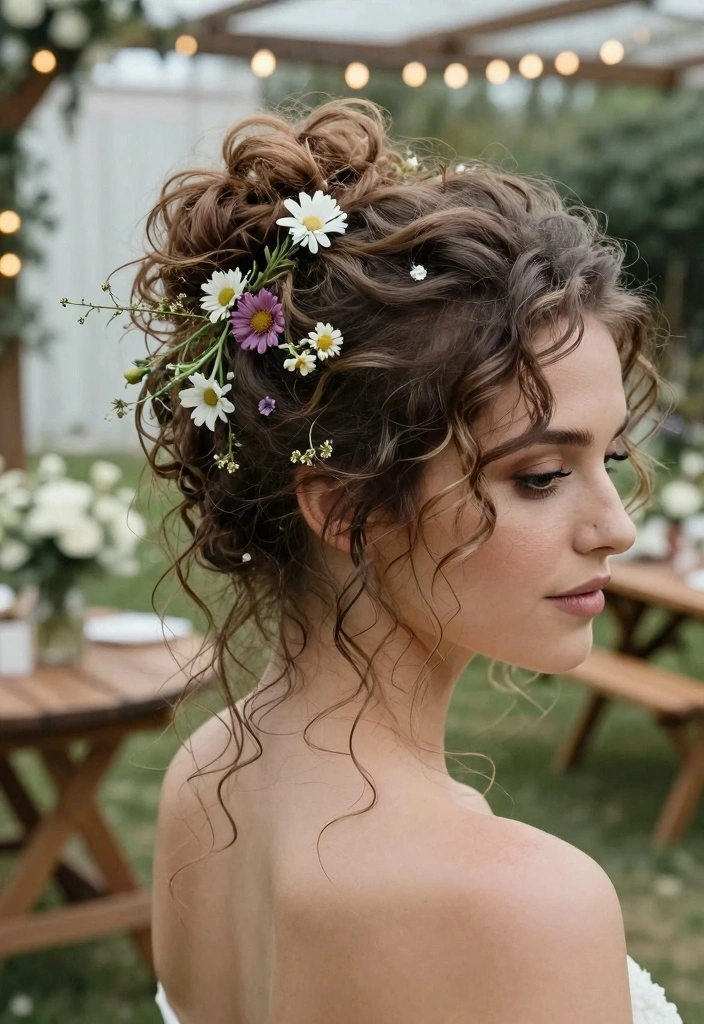15 Natural Hair Updo Wedding Ideas: Elegant Protective Styles - 2. Boho Chic Messy Bun 1