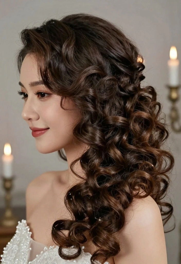 15 Natural Hair Updo Wedding Ideas: Elegant Protective Styles - 9. Side Swept Curls Updo 1