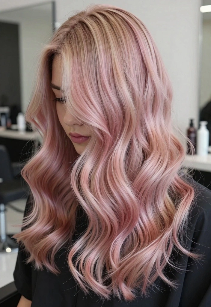 15 Pink and Blonde Hair Ideas: Playful Contrast - 1. Playful Pastel Pink and Blonde Balayage 1