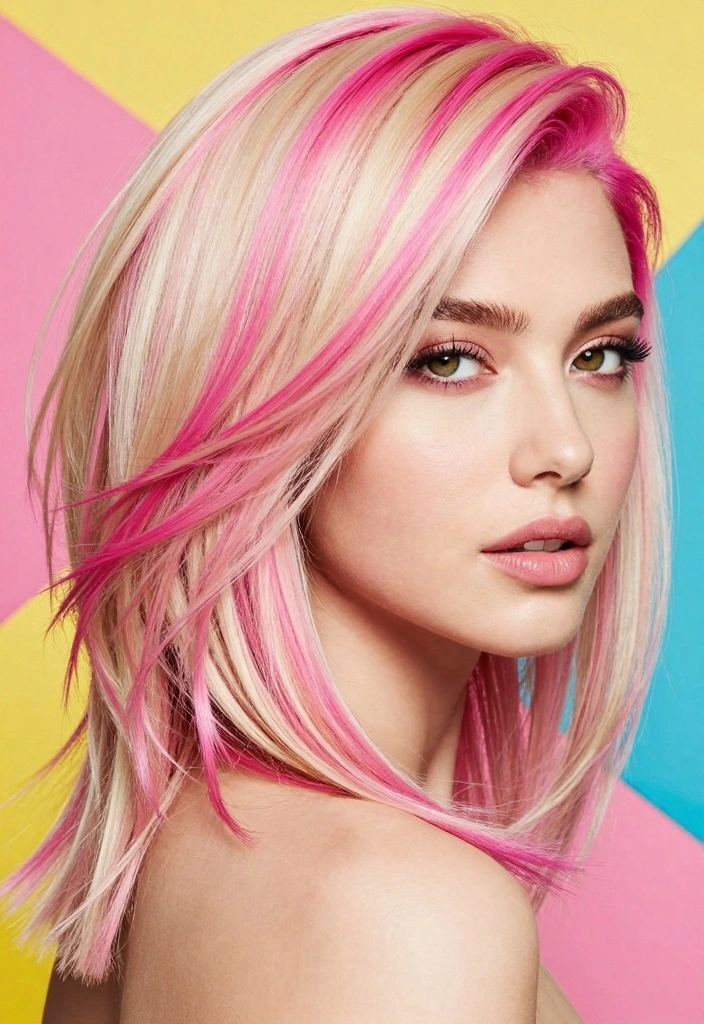 15 Pink and Blonde Hair Ideas: Playful Contrast - 12. Bright Fuchsia and Blonde Combo 1
