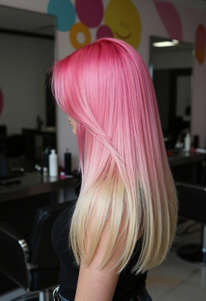 15 Pink and Blonde Hair Ideas: Playful Contrast - 2. Pink Ombre with Blonde Tips 1